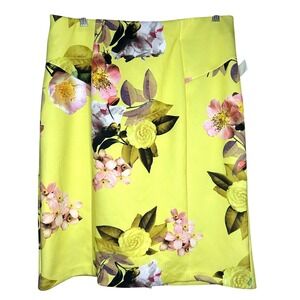 BOLD Elements Skirt-XL- bright yellow floral,‎ stretchy, summer, fun